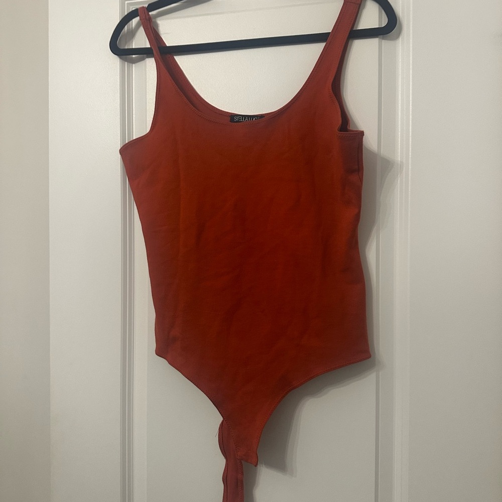 Stella Luce Red Bodysuit with Scoop Neckline
